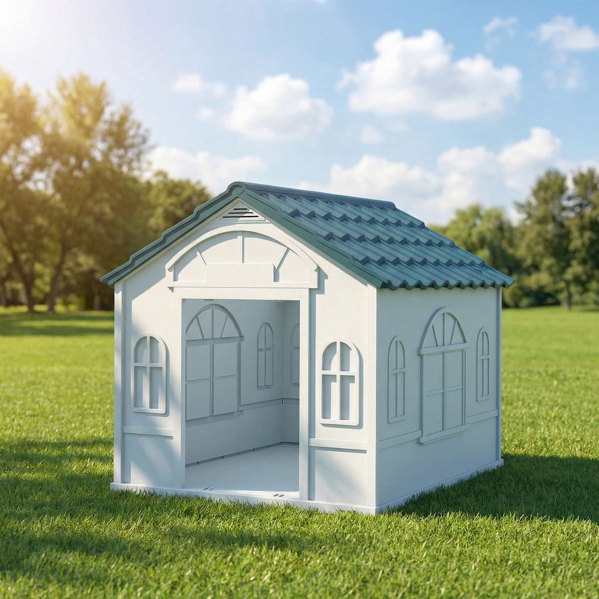 Outdoor Dog House, Weatherproof Plastic, 65 x 75.7 x 63 cm, Blue
