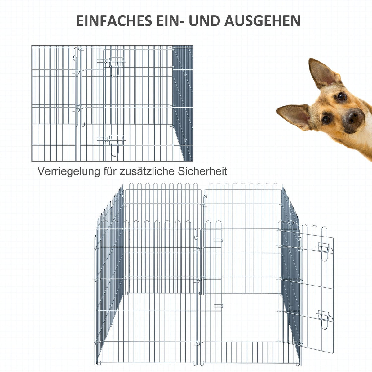 Outdoor Enclosure For Puppies, 8-Part Puppy Run & Playpen, 63X91 Cm, Safe & Stable