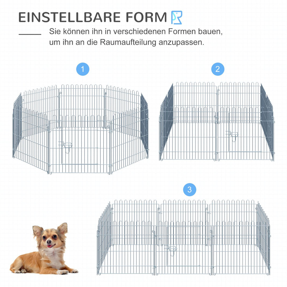 Outdoor Enclosure Puppy Run, Puppy Fence, Playpen, 8 Pieces, W63Xh60 Cm, For Animals