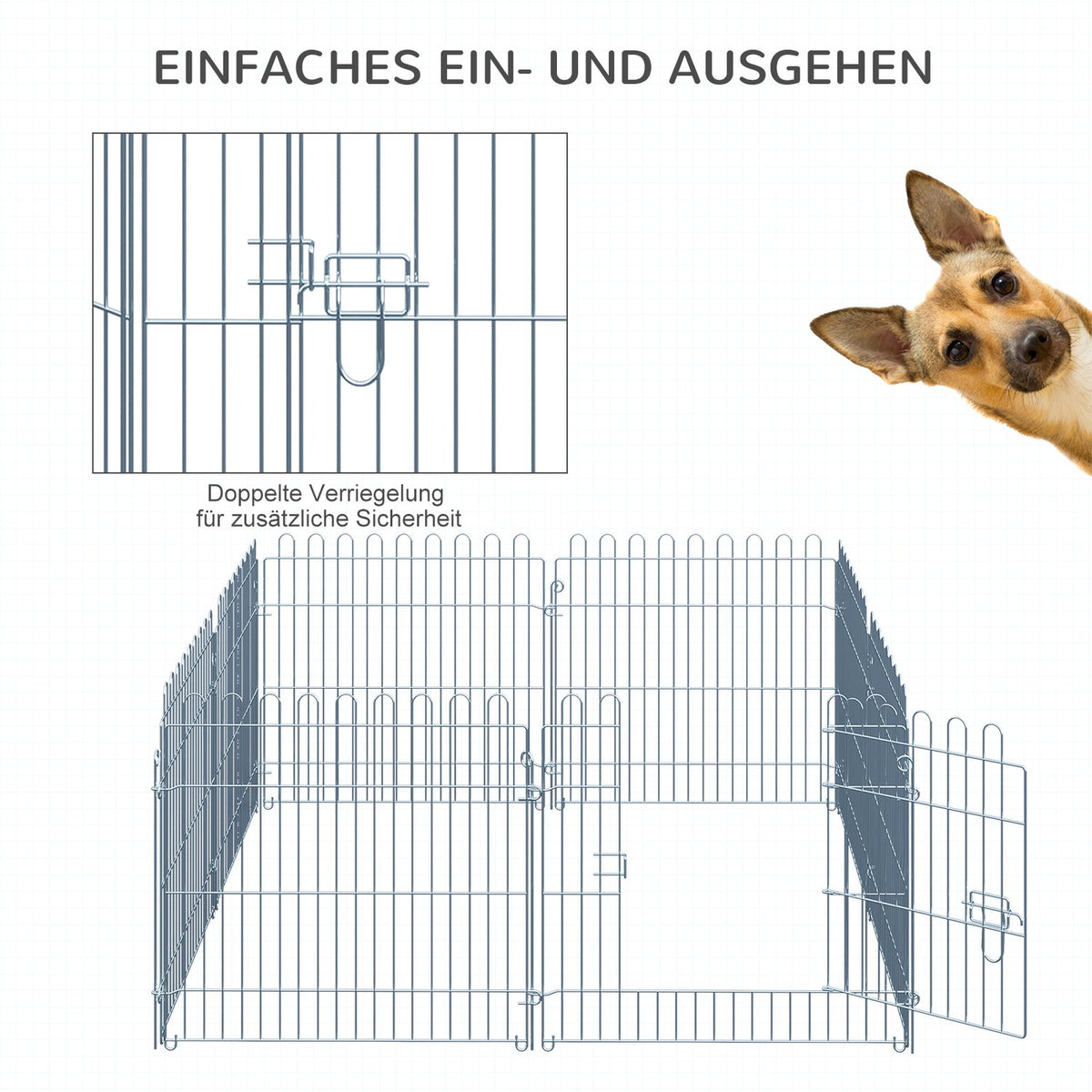 Outdoor Enclosure Puppy Run, Puppy Fence, Playpen, 8 Pieces, W63Xh60 Cm, For Animals