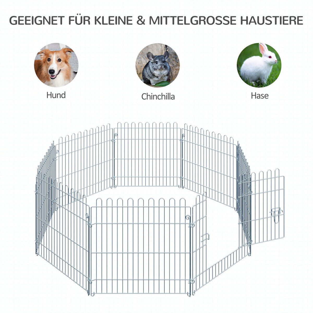 Outdoor Enclosure Puppy Run, Puppy Fence, Playpen, 8 Pieces, W63Xh60 Cm, For Animals