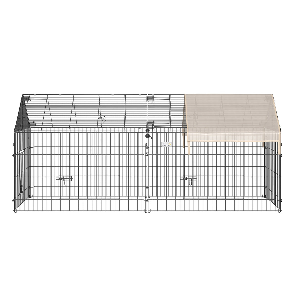 Outdoor Enclosure With Sun Protection Small Animal Enclosure Rabbit Hutch Outdoor Rabbit Outdoor Enclosure Metal Beige + Black 220 X 103 X 103 Cm