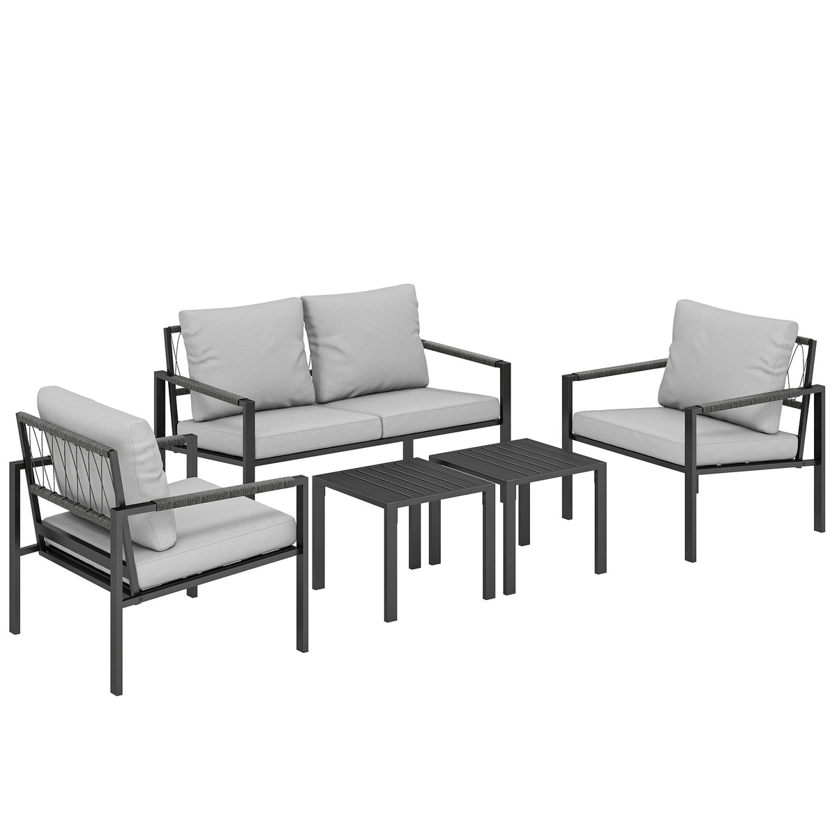 Outdoor Furniture Set for 4, Weatherproof, Light Grey