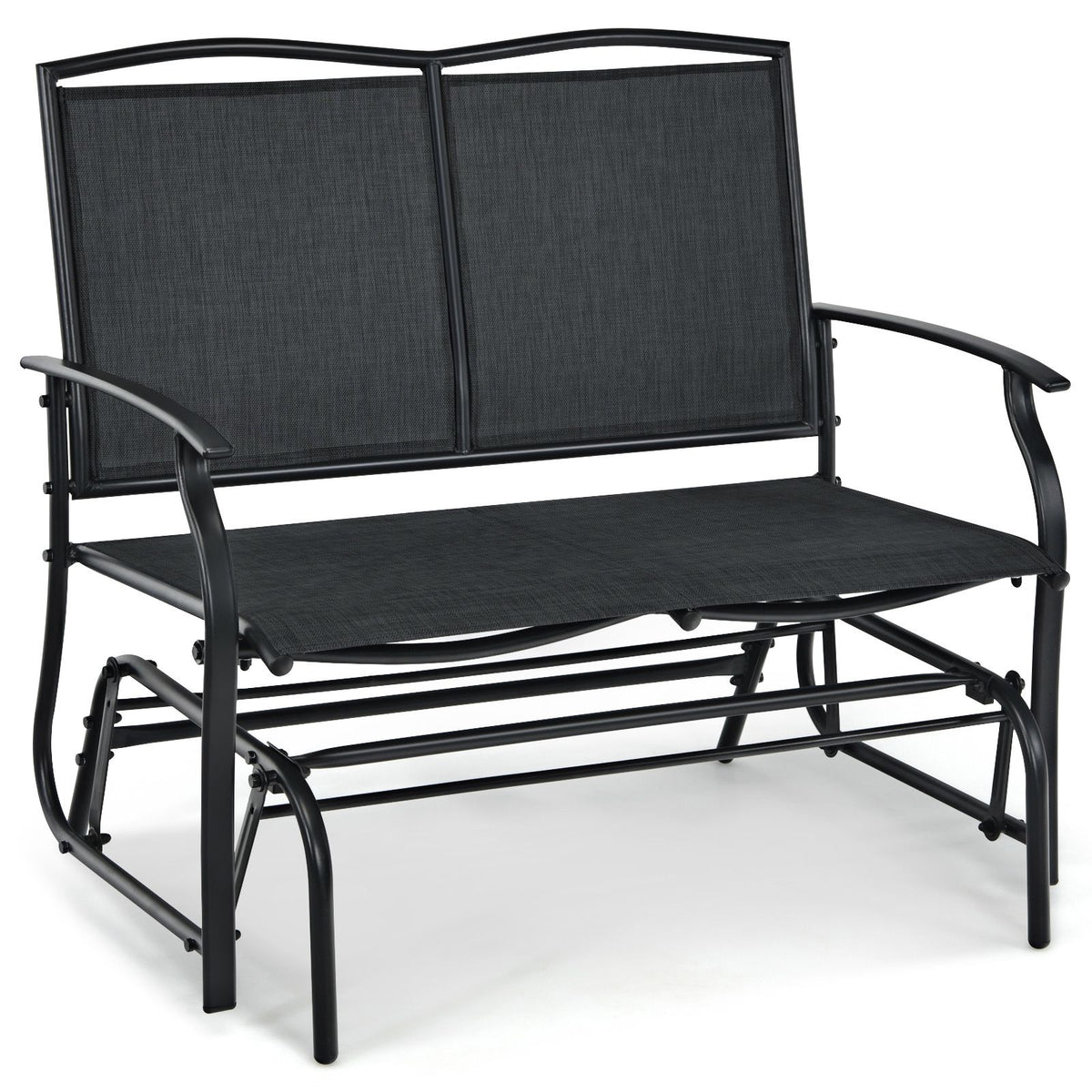 Outdoor Glider Rocking Loveseat, 2-Seat Steel Frame