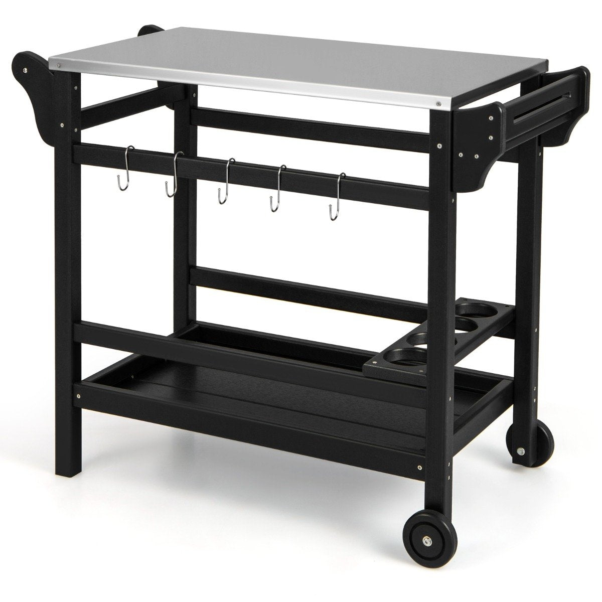 Outdoor Grill Cart with HDPE, Spice Tray & Wheels