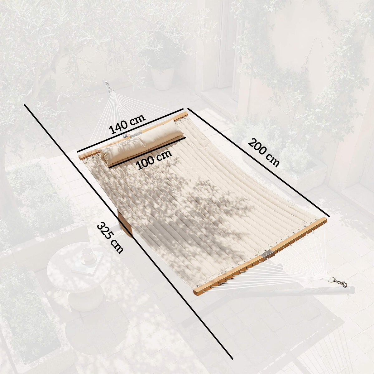 Outdoor Hammock 200x140cm, Double Layer with Pillow & Pocket