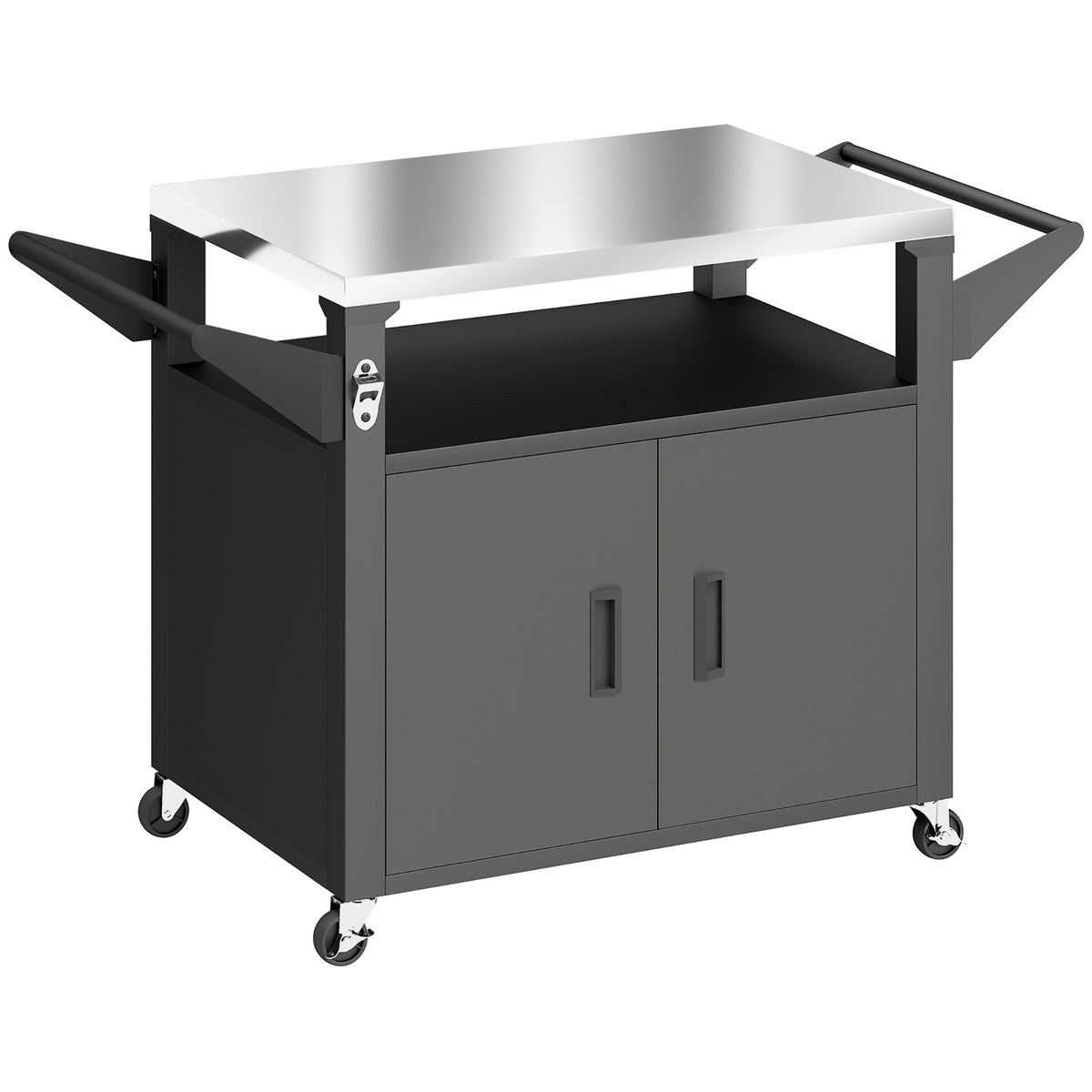 Outdoor Kitchen Cart with Wheels, Stainless Steel Surface