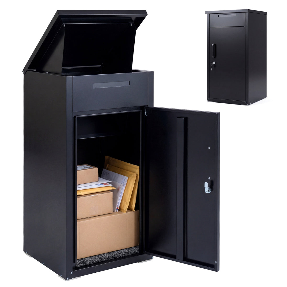 Outdoor Lockable Parcel Delivery Box, Steel, 45x44x86 cm