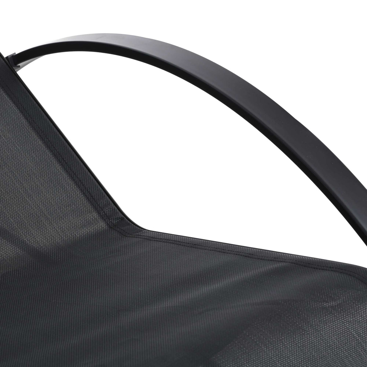 Outdoor Lounge Set, 2 Recliners & Side Table, Black Fabric