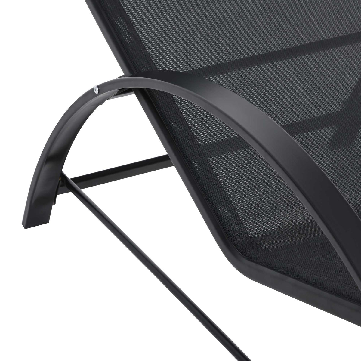 Outdoor Lounge Set, 2 Recliners & Side Table, Black Fabric