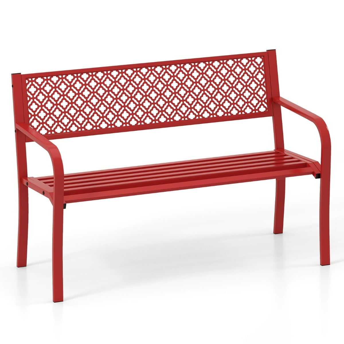 Outdoor Metal Bench, 2-3 Seats, 360 kg Capacity, Red