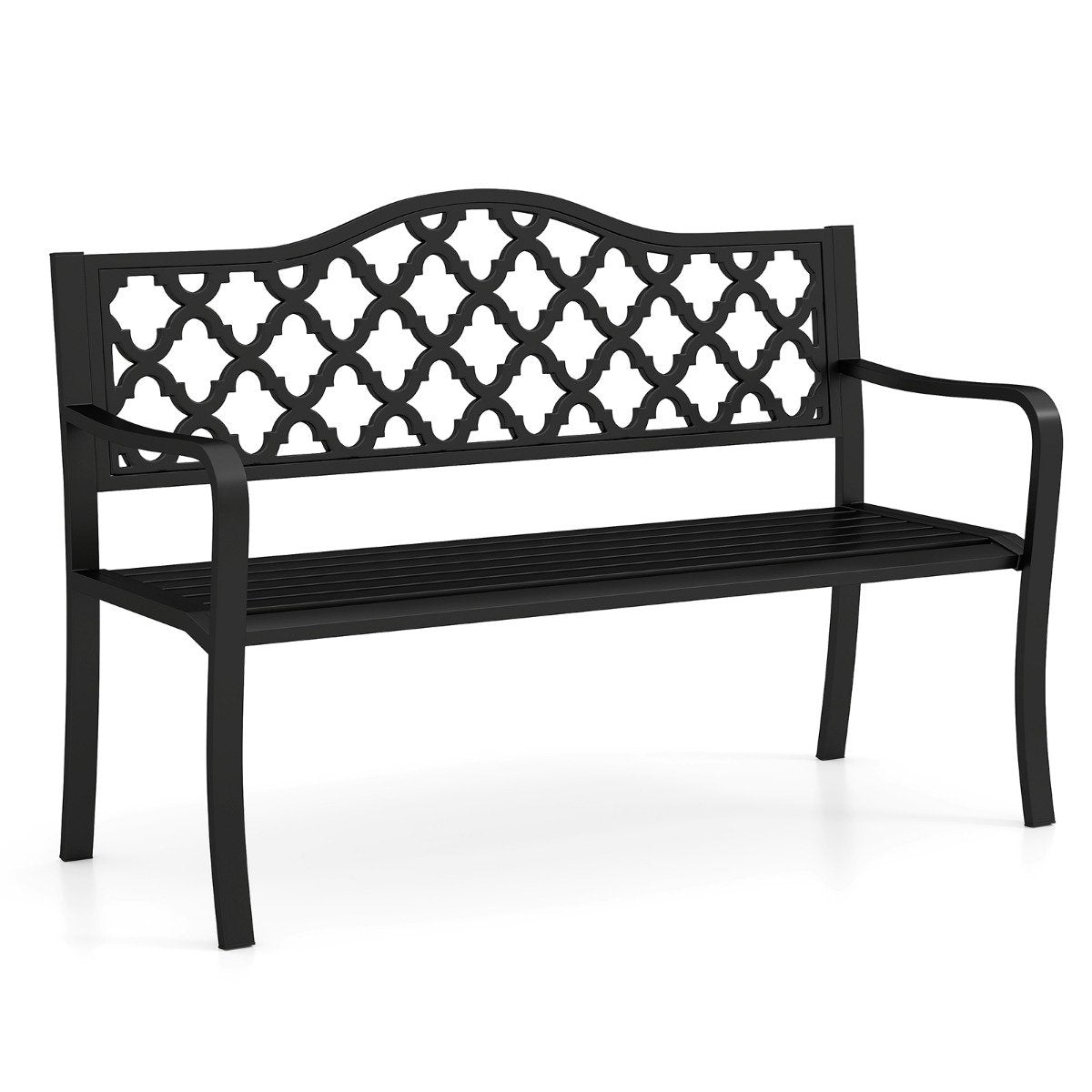 Outdoor Metal Bench – Weatherproof, 2-3 Seater, Black
