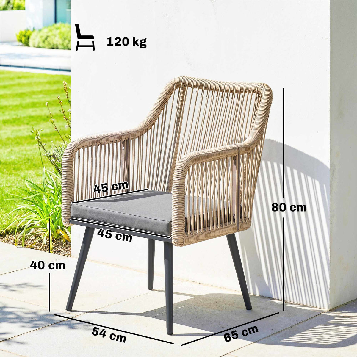 Outdoor Patio Chair Set, Steel Frame, PE Rattan, 2 Pieces