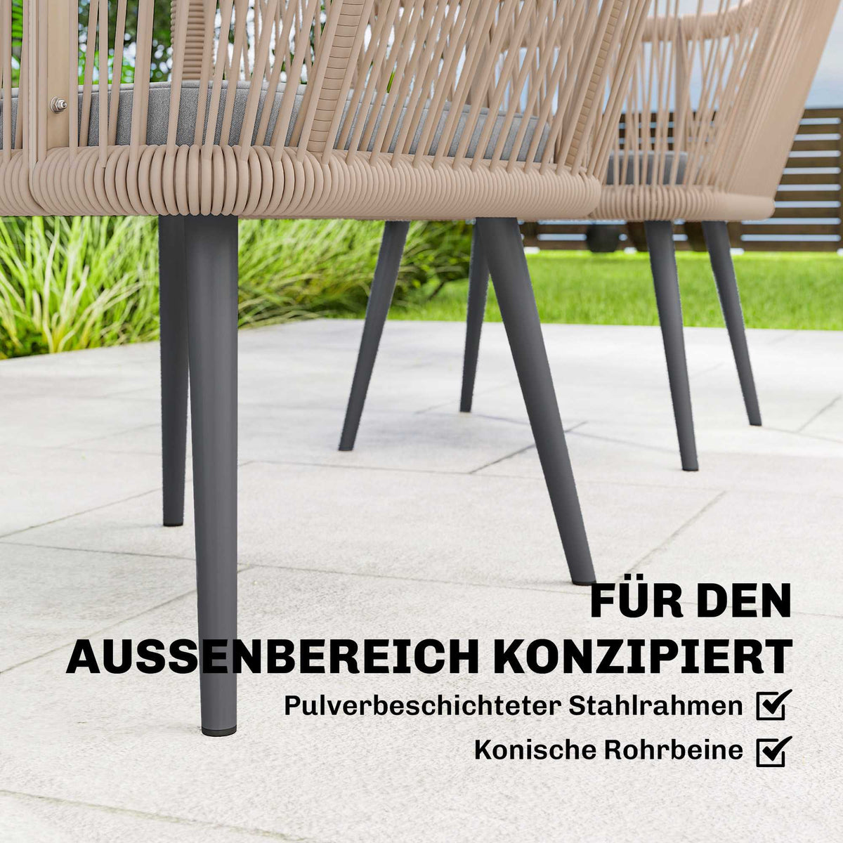 Outdoor Patio Chair Set, Steel Frame, PE Rattan, 2 Pieces