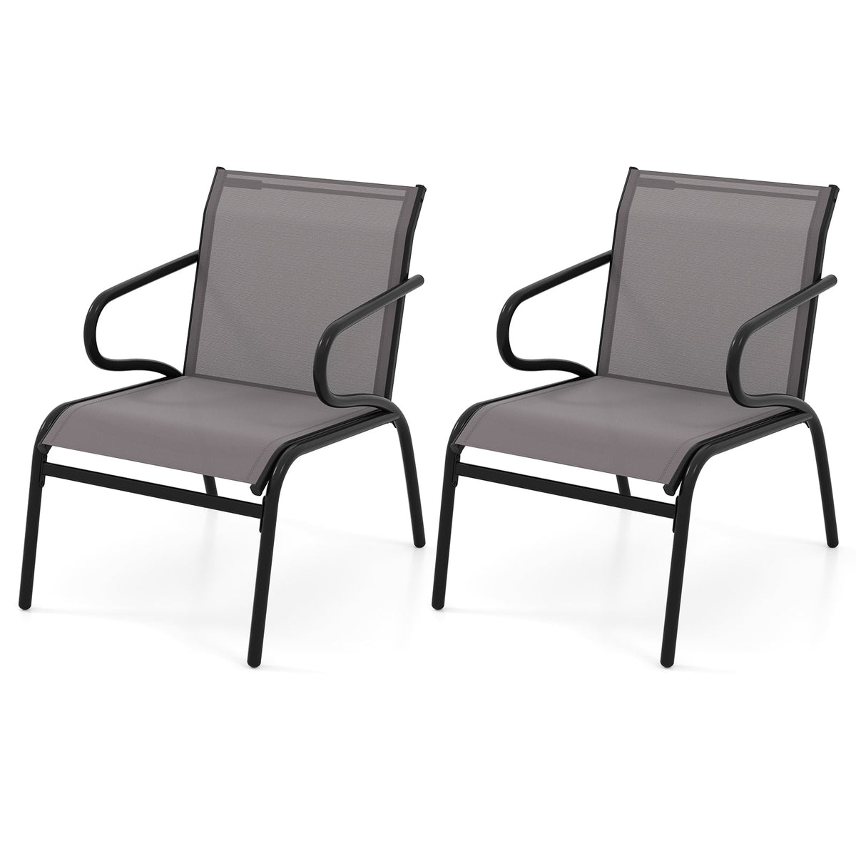 Outdoor Patio Chairs Set of 2, Breathable Fabric, 150kg Capacity