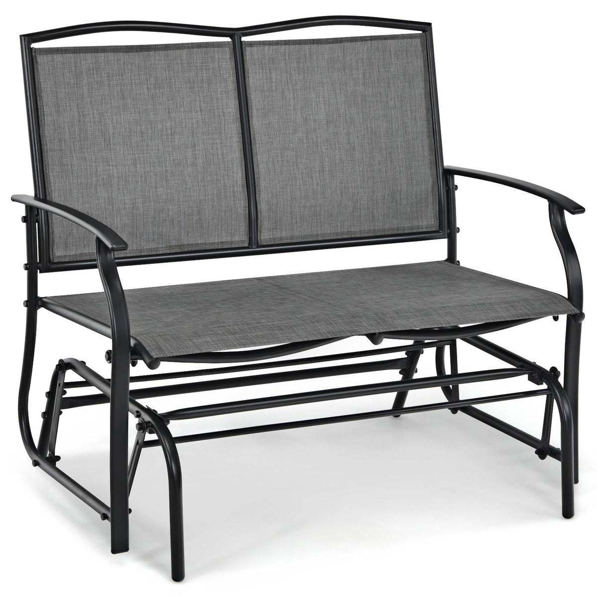 Outdoor Patio Rocking Loveseat, 2-Person Steel Frame