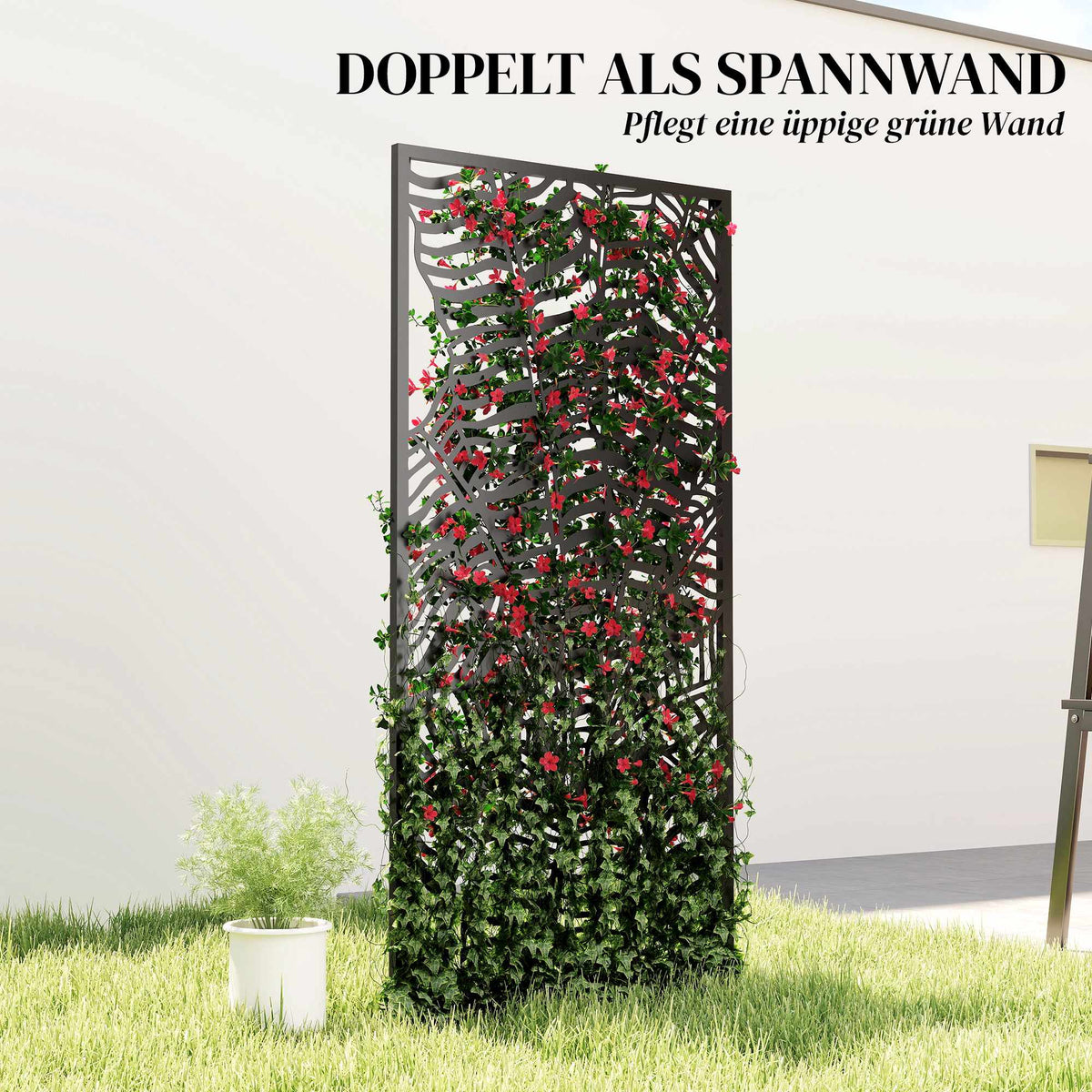 Outdoor Privacy Screen, Metal, Wall-Mountable, 65x130 cm
