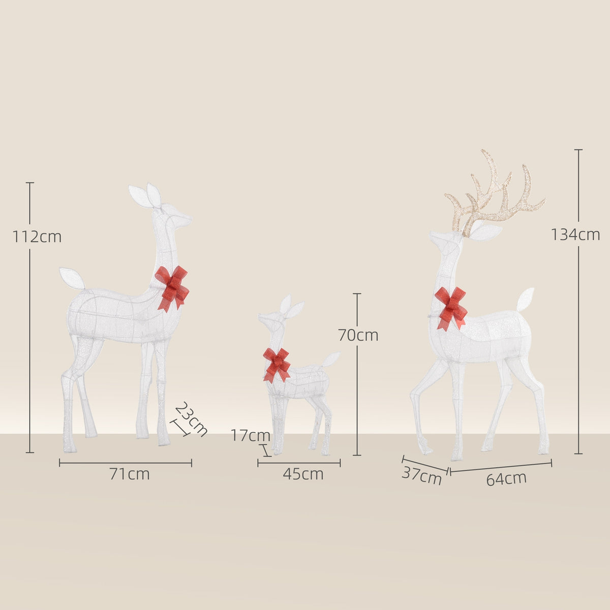 Outdoor Reindeer Family Lights, 283 LEDs, Weatherproof