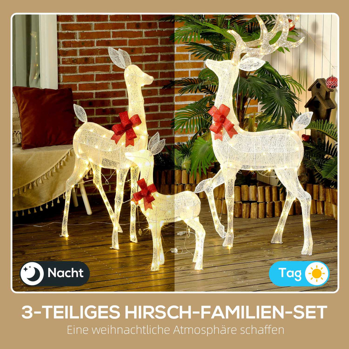 Outdoor Reindeer Family Lights, 283 LEDs, Weatherproof