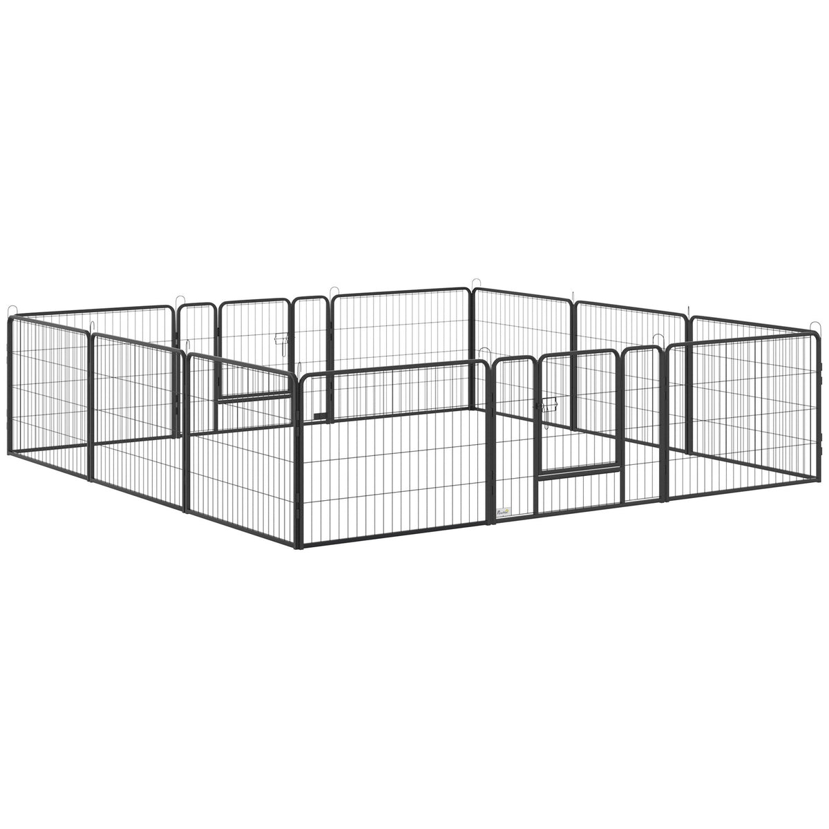Outdoor Run, 60Cm High Puppy Run With Door, Puppy Playpen, Dog Playpen With 12 Panels, Outdoor Dog Run, Steel, Black