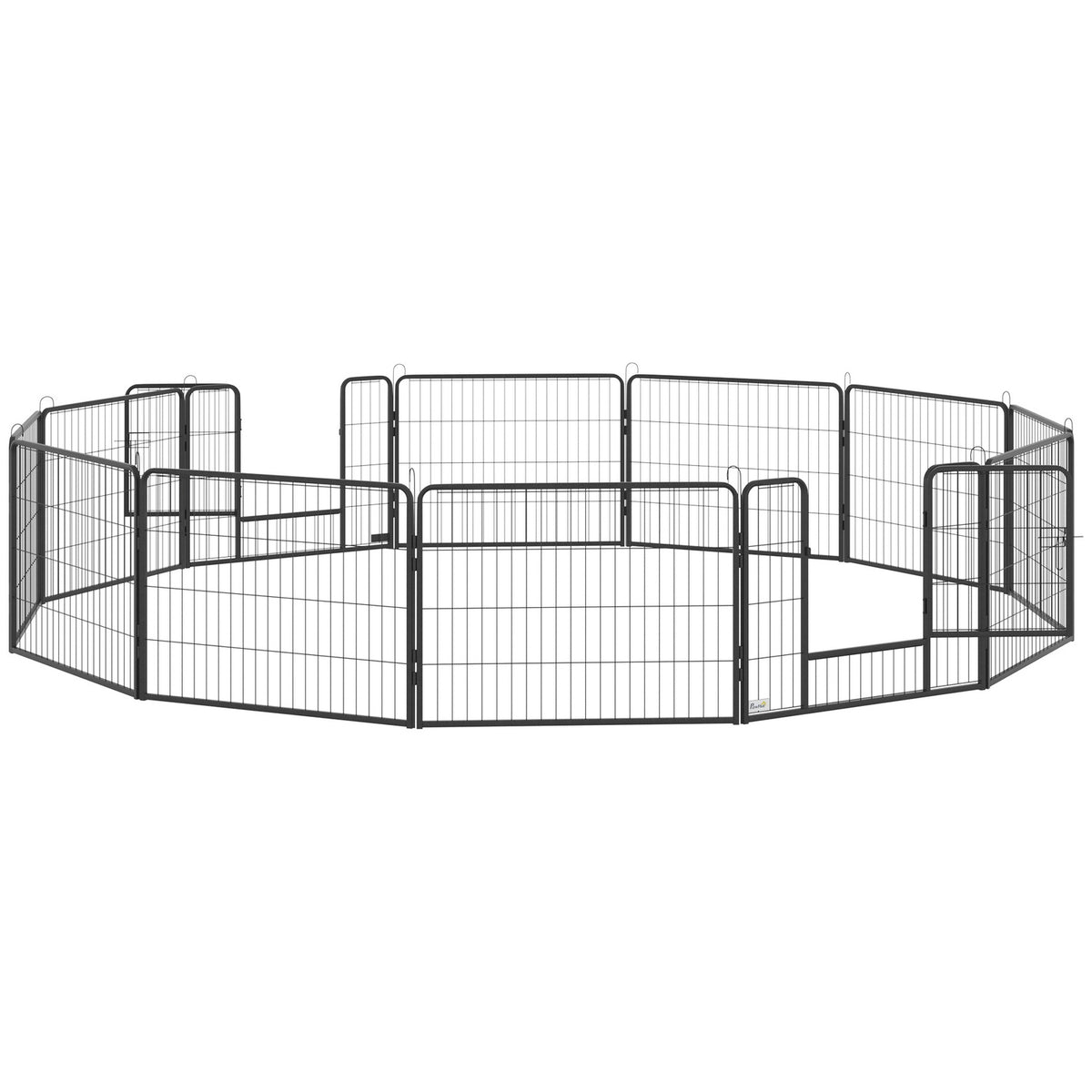 Outdoor Run, 60Cm High Puppy Run With Door, Puppy Playpen, Dog Playpen With 12 Panels, Outdoor Dog Run, Steel, Black