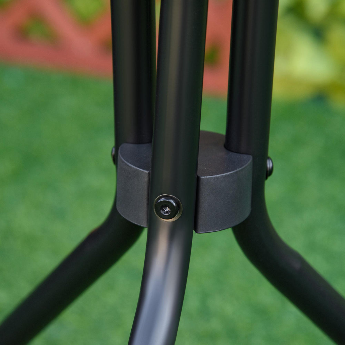 Outdoor Side Table, Round Glass Top, Metal Frame, Ø50x55 cm
