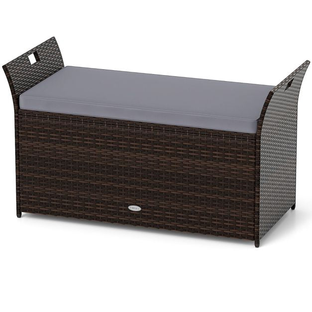 Outdoor Storage Bench, PE Rattan Wicker, 260L
