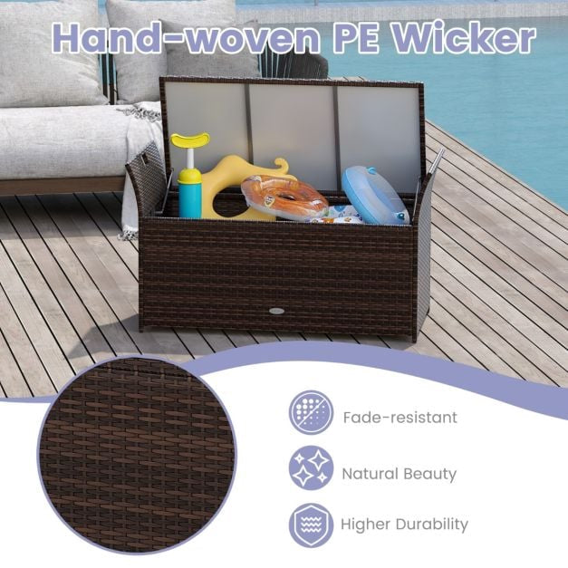 Outdoor Storage Bench, PE Rattan Wicker, 260L