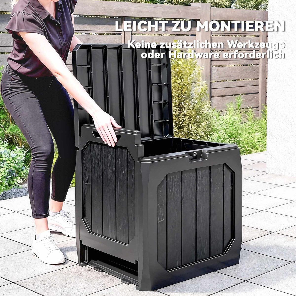 Outdoor Storage Box, 121L, Black, Weatherproof, Lockable