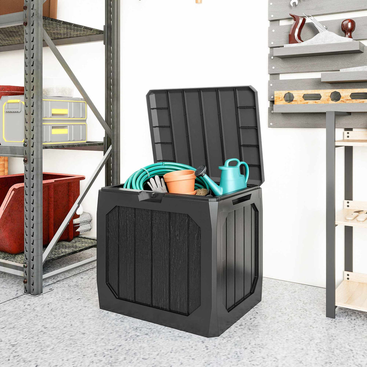 Outdoor Storage Box, 121L, Black, Weatherproof, Lockable