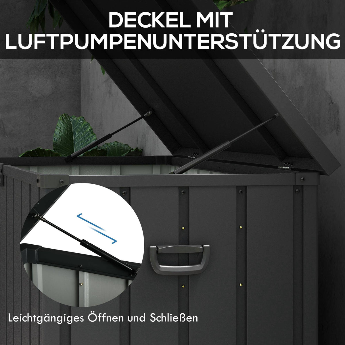 Outdoor Storage Box, 450L Capacity, Steel Frame, Dark Grey