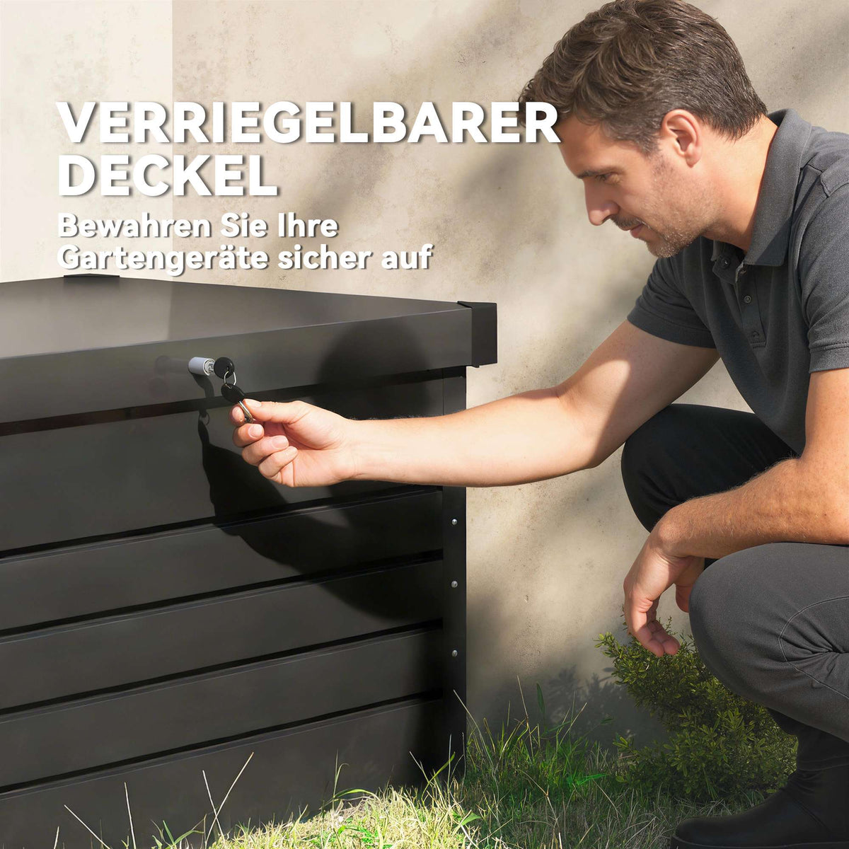 Outdoor Storage Box, 450L Steel, Lockable, Waterproof