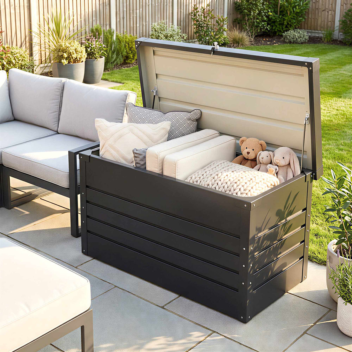 Outdoor Storage Box, 450L Steel, Lockable, Waterproof