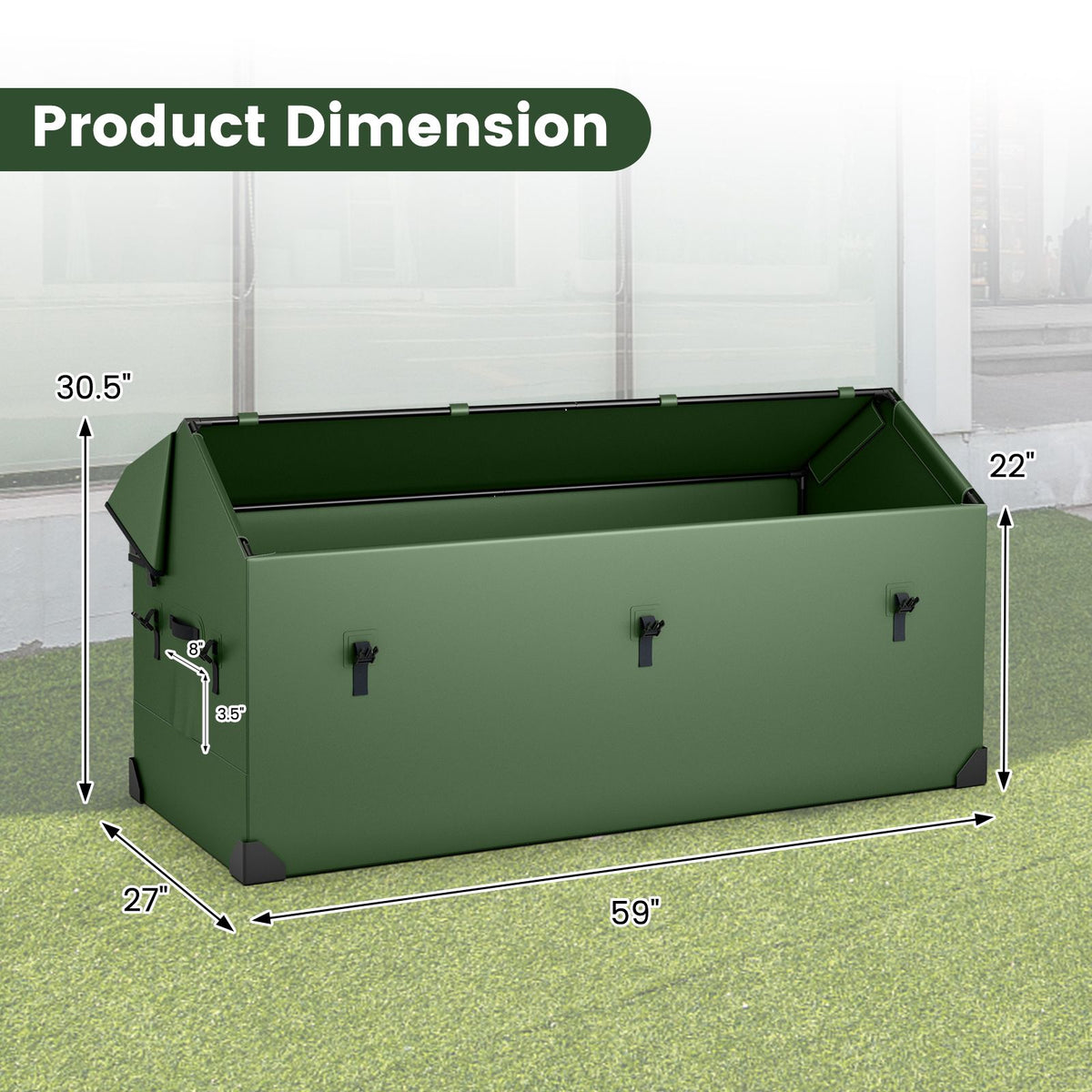 Outdoor Storage Box, Waterproof, Ventilated, 658L, Green