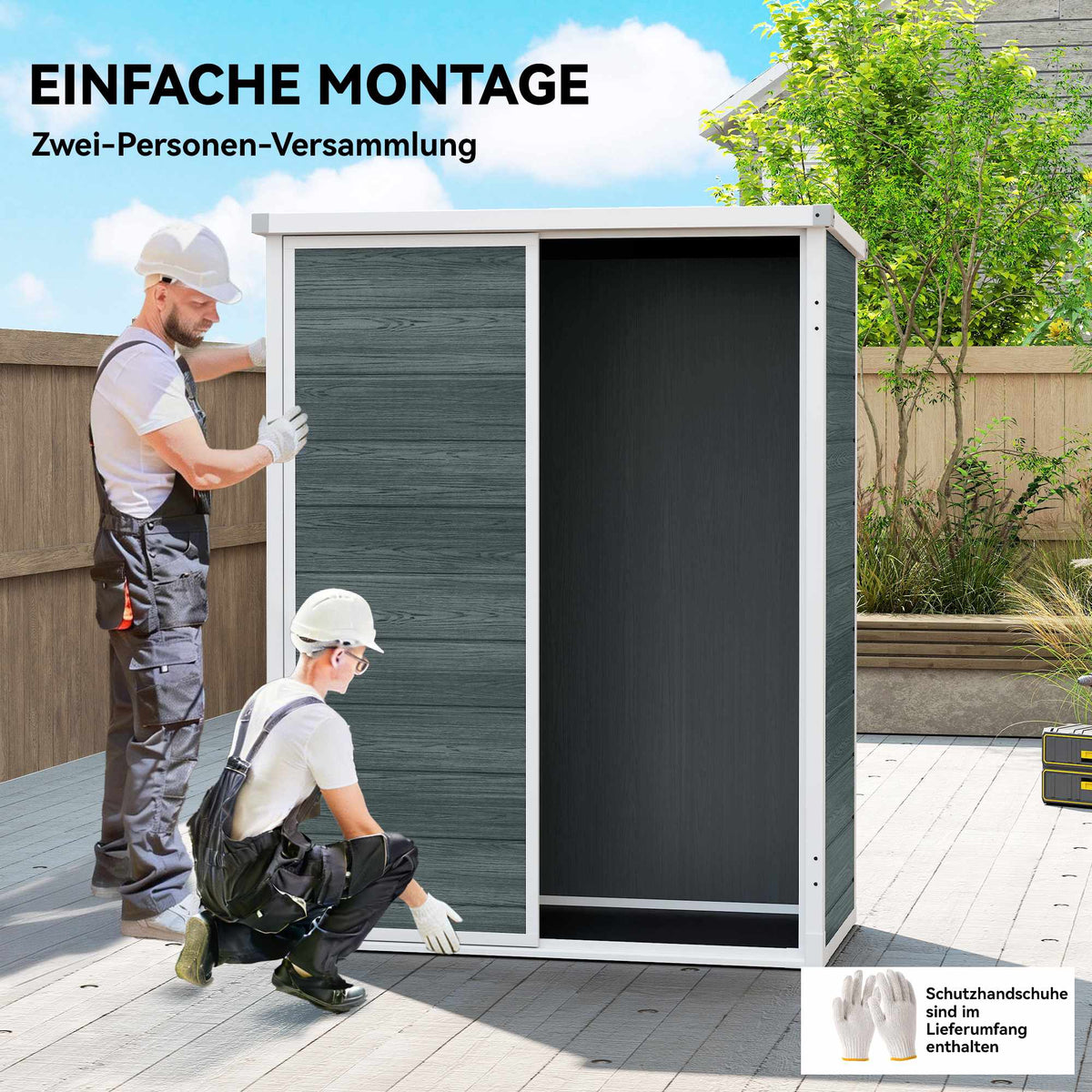 Outdoor Storage Shed, 134x68.5x170 cm, Lockable Doors