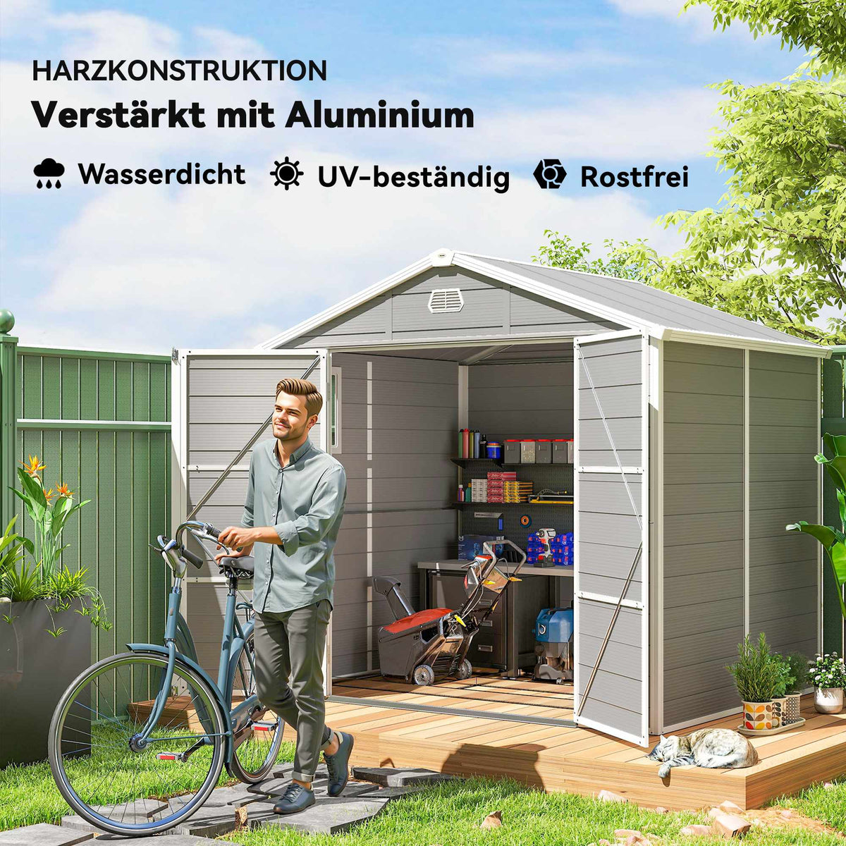 Outdoor Storage Shed, 4.1m², Polypropylene, 240x190x228 cm
