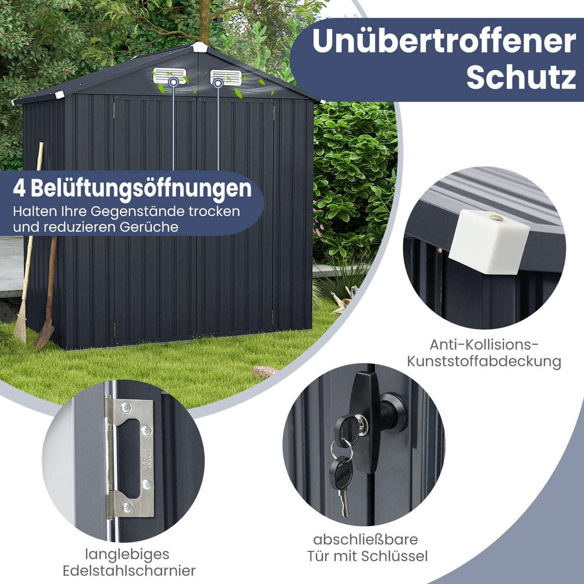 Outdoor Storage Shed, Galvanized Metal, 3.44 m³ Capacity