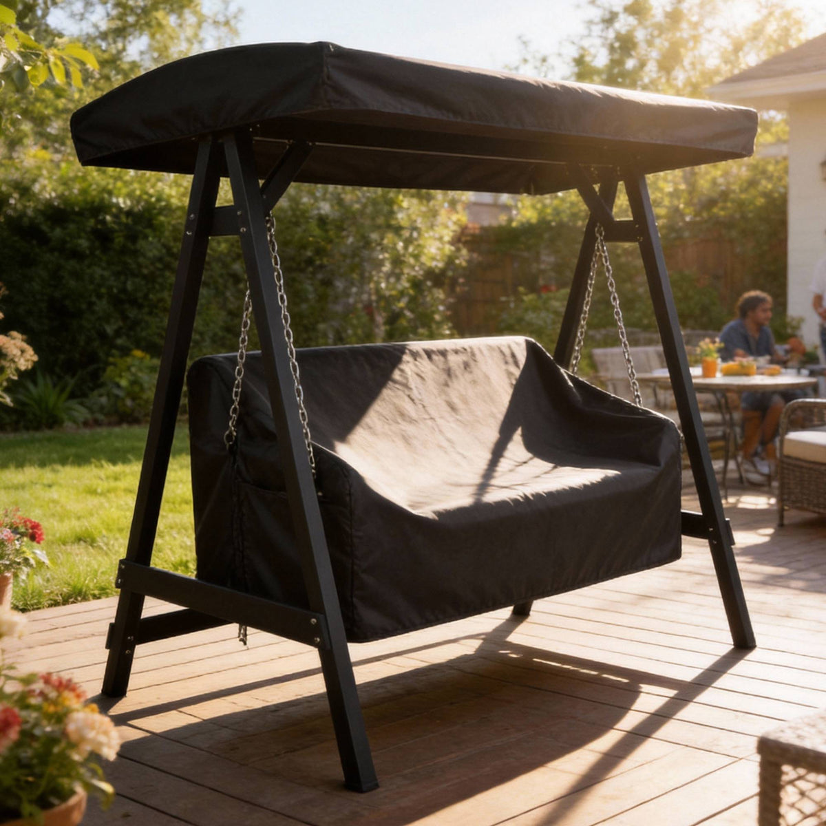 Outdoor Swing Cover, Waterproof Oxford Fabric, Black