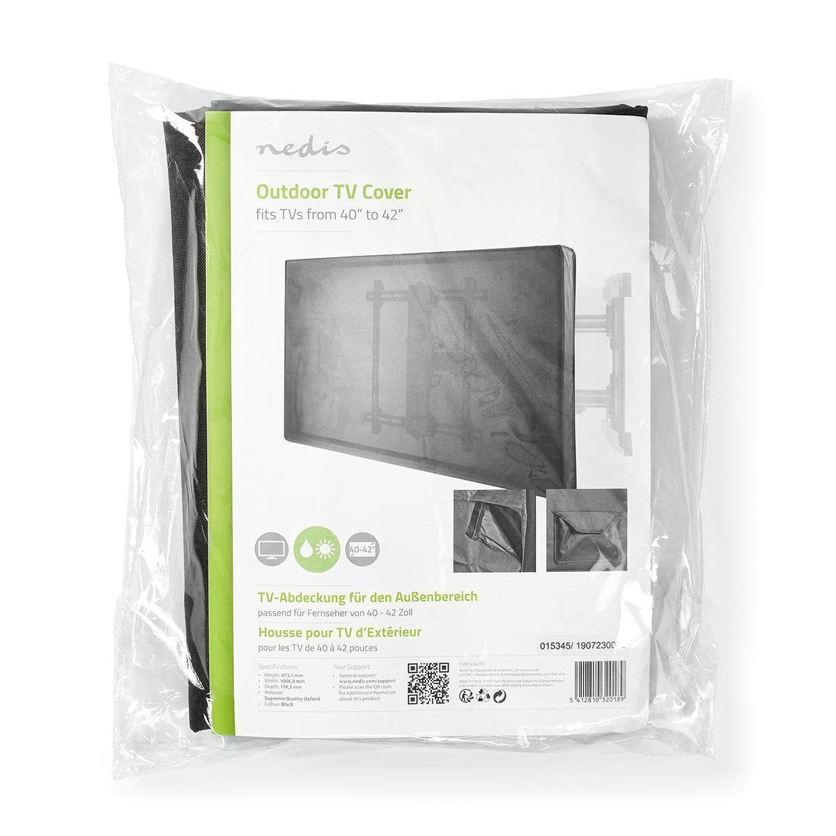 Outdoor TV protection | Screen size: 40 - 42 " | Highest quality Oxford | Black