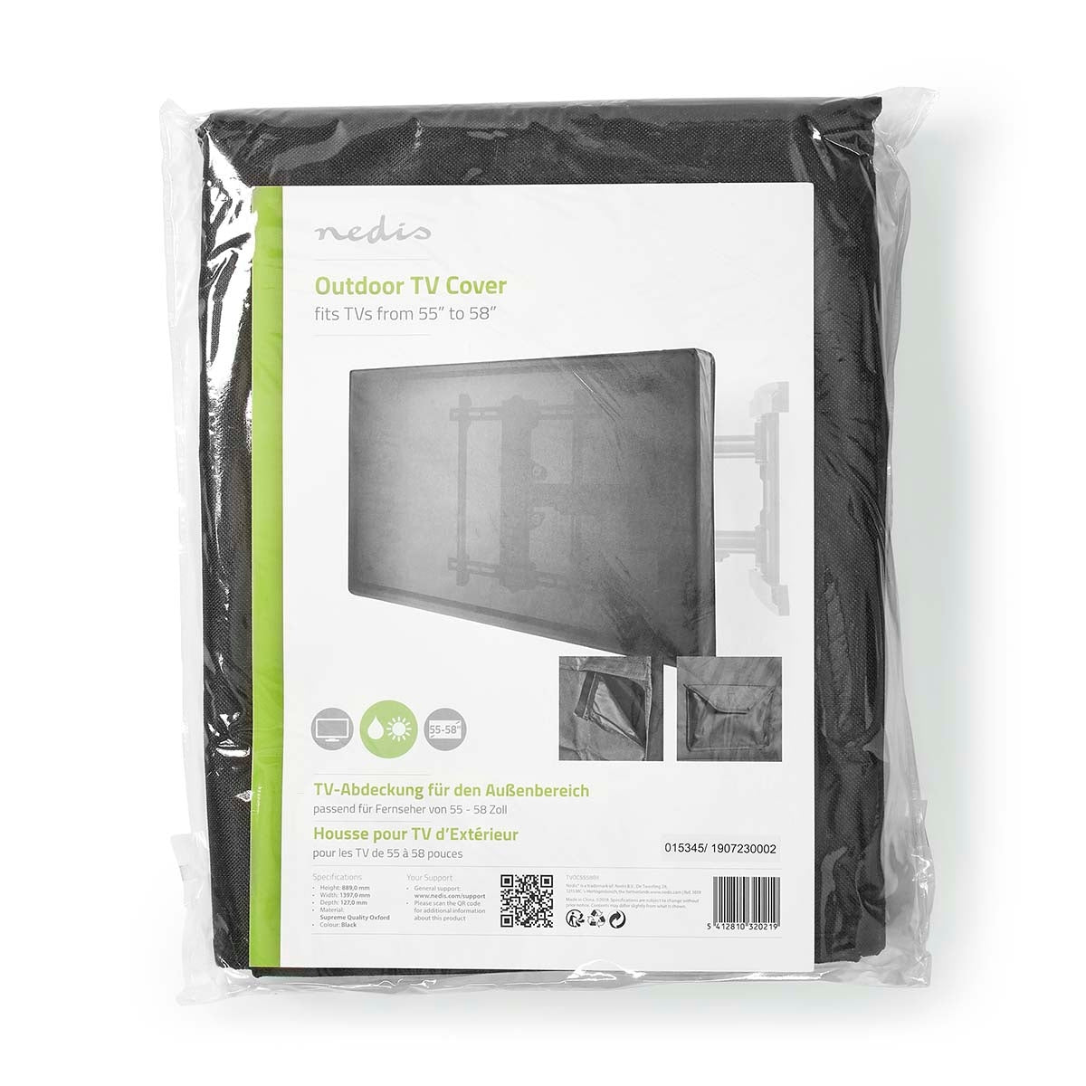Outdoor TV protection | Screen size: 65 - 70 " | Highest quality Oxford | Black
