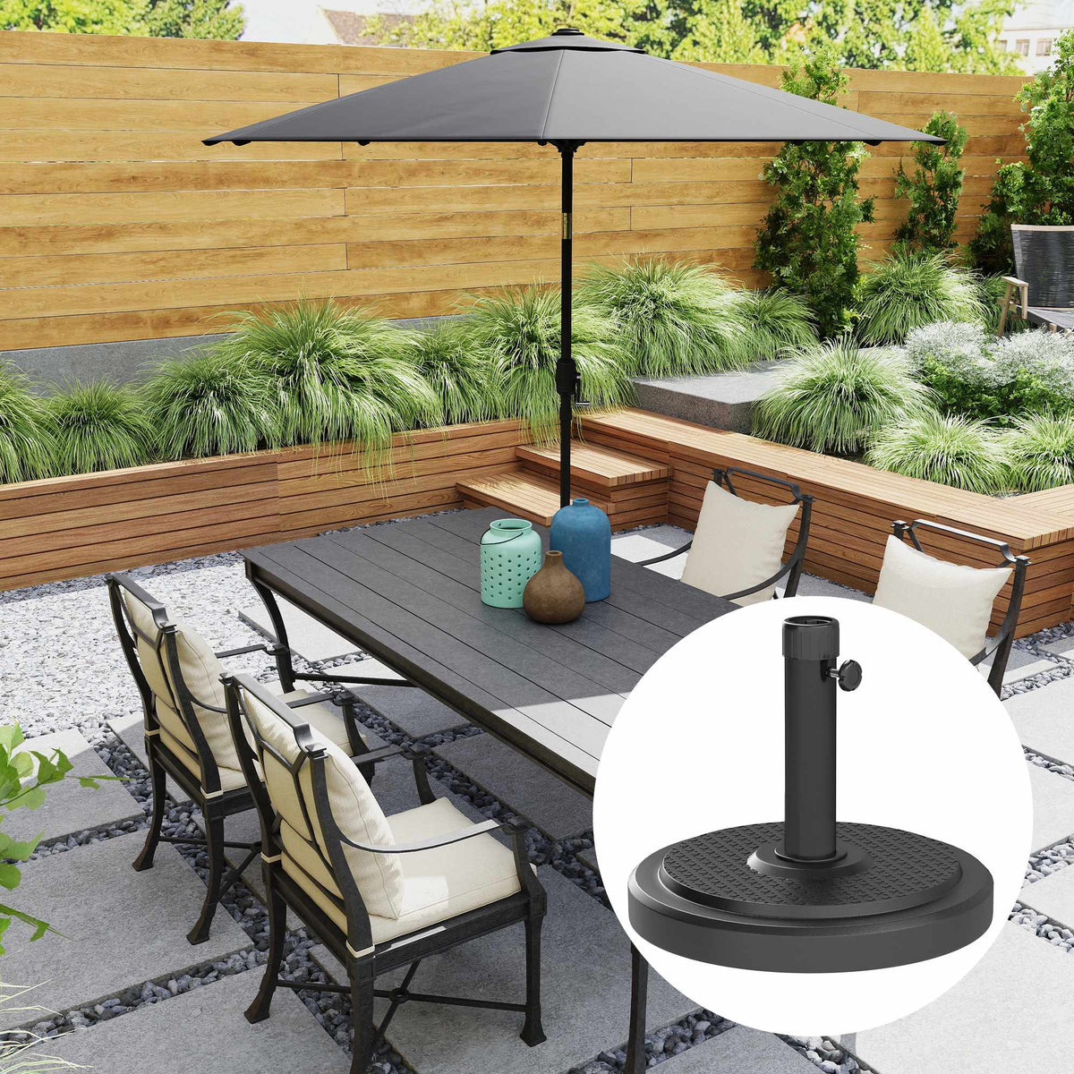 Outdoor Umbrella Base, 22kg, Fits 2.8m Umbrellas