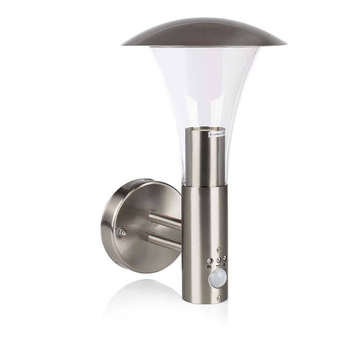 Outdoor Wall Lamp 60 W With Motion Sensor Brushed Steel