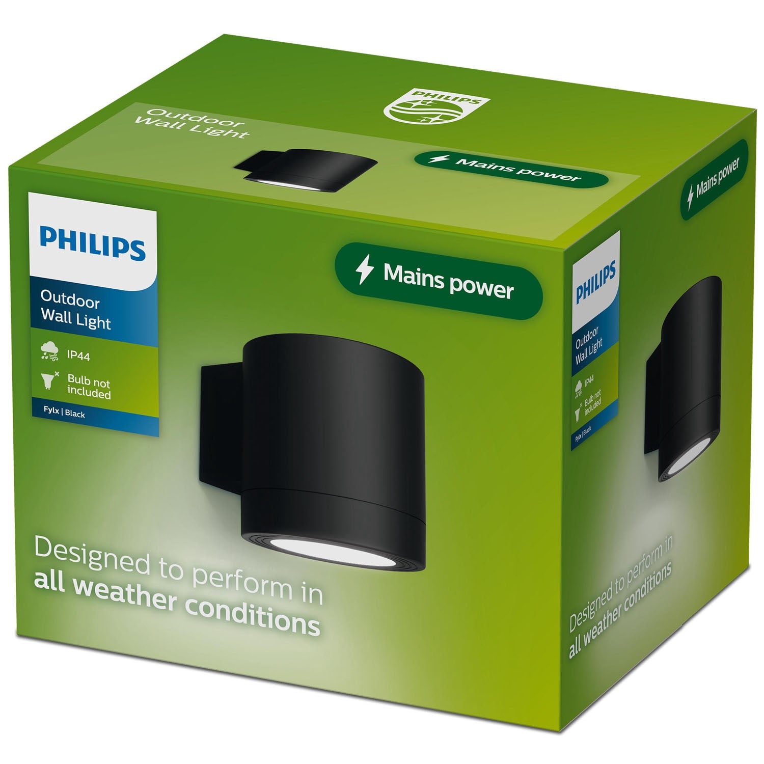 Outdoor Wall Light, Black, IP44, GU10 Socket