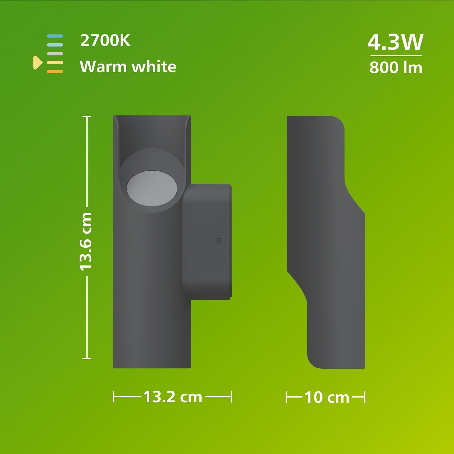Outdoor Wall Light, Dual Up/Down LED, Anthracite
