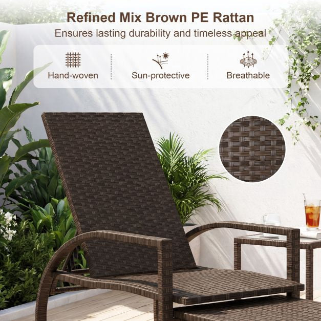 Outdoor Wicker Chaise Lounge with Adjustable Backrest