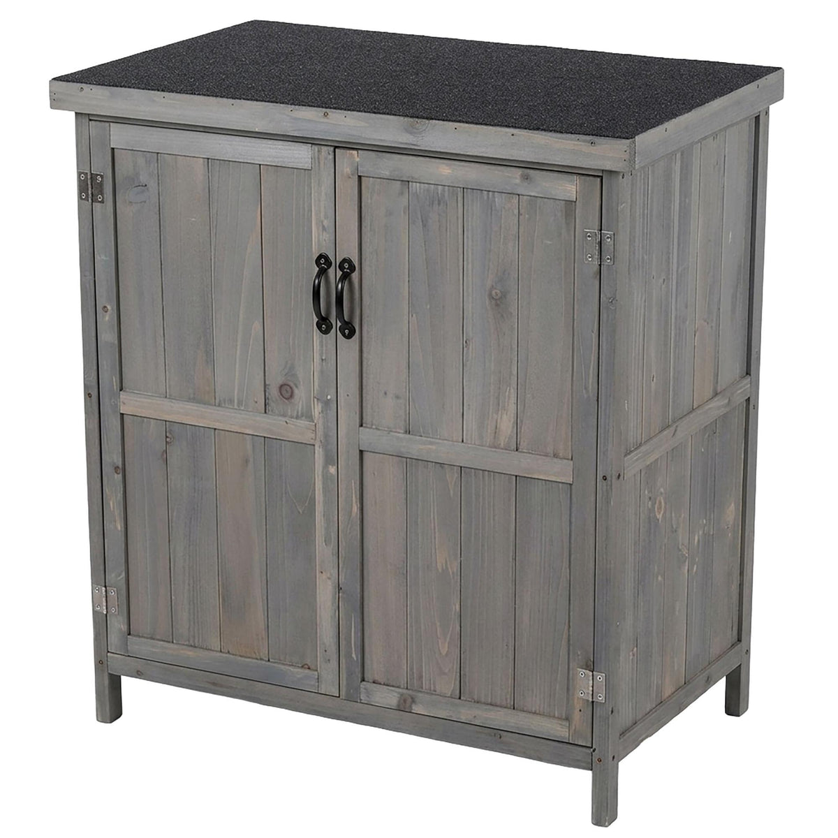 Outdoor Wooden Garden Tool Cabinet, Grey, 88x75x44 cm