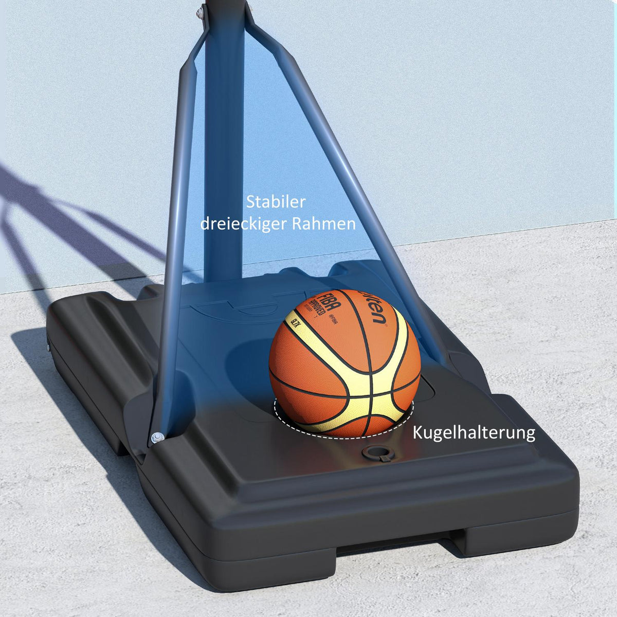 Outdoor basketball hoop, adjustable basket height 230-305 cm, basketball stand with 110 x 75 cm shatterproof back wall with wheels, spring-loaded basket, weight for adults