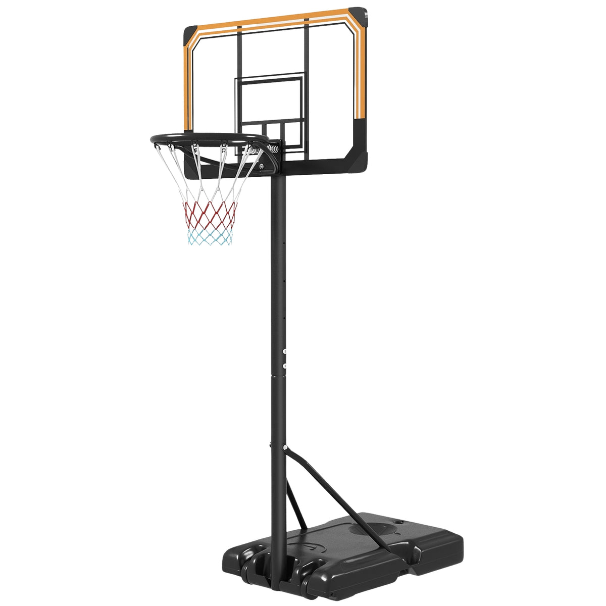 Outdoor basketball hoop with stand, 182-213 cm height adjustable basketball stand with wheels, basketball system stand, for indoor, outdoor, steel, black