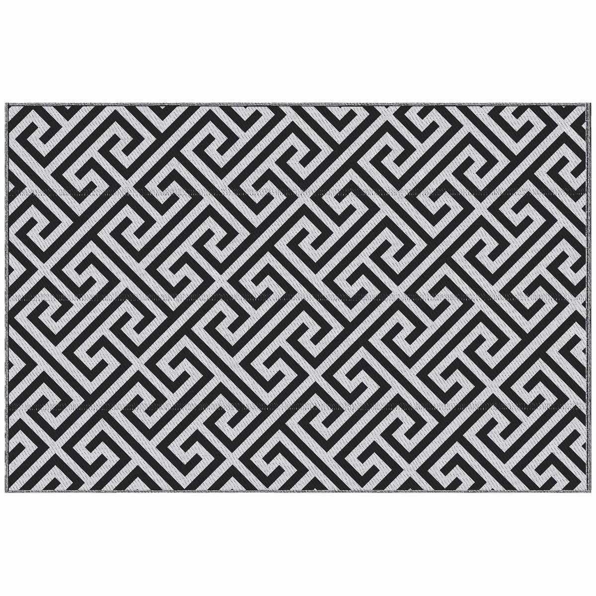 Outdoor carpet plastic carpet double-sided design water-repellent for patio balcony black white 152 x 243 cm
