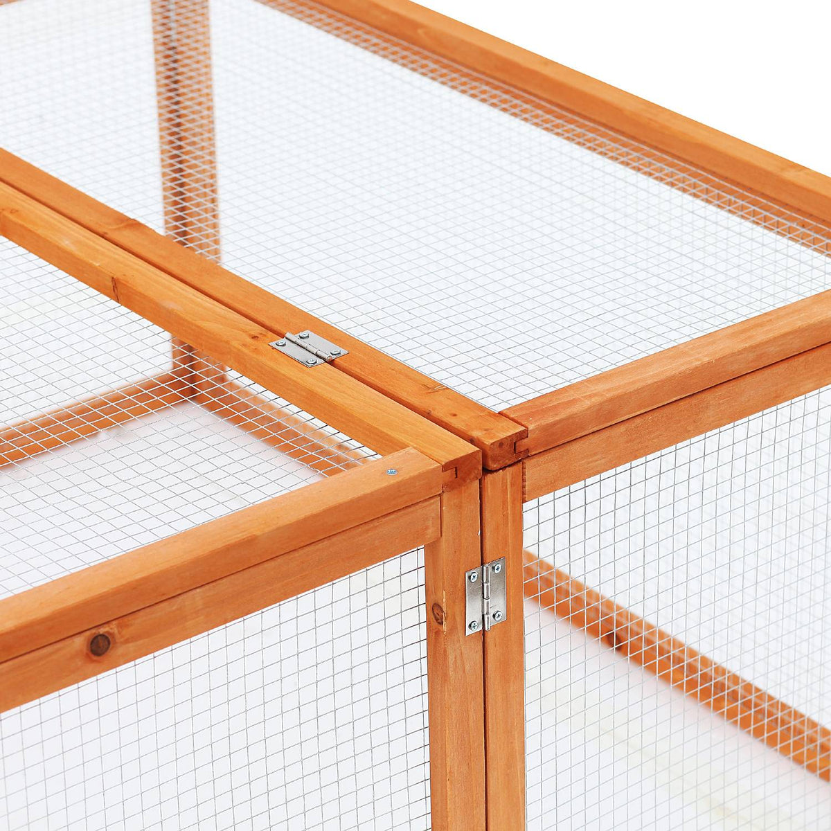 Outdoor enclosure rabbit hutch small animal fir wood natural 181x100x48cm